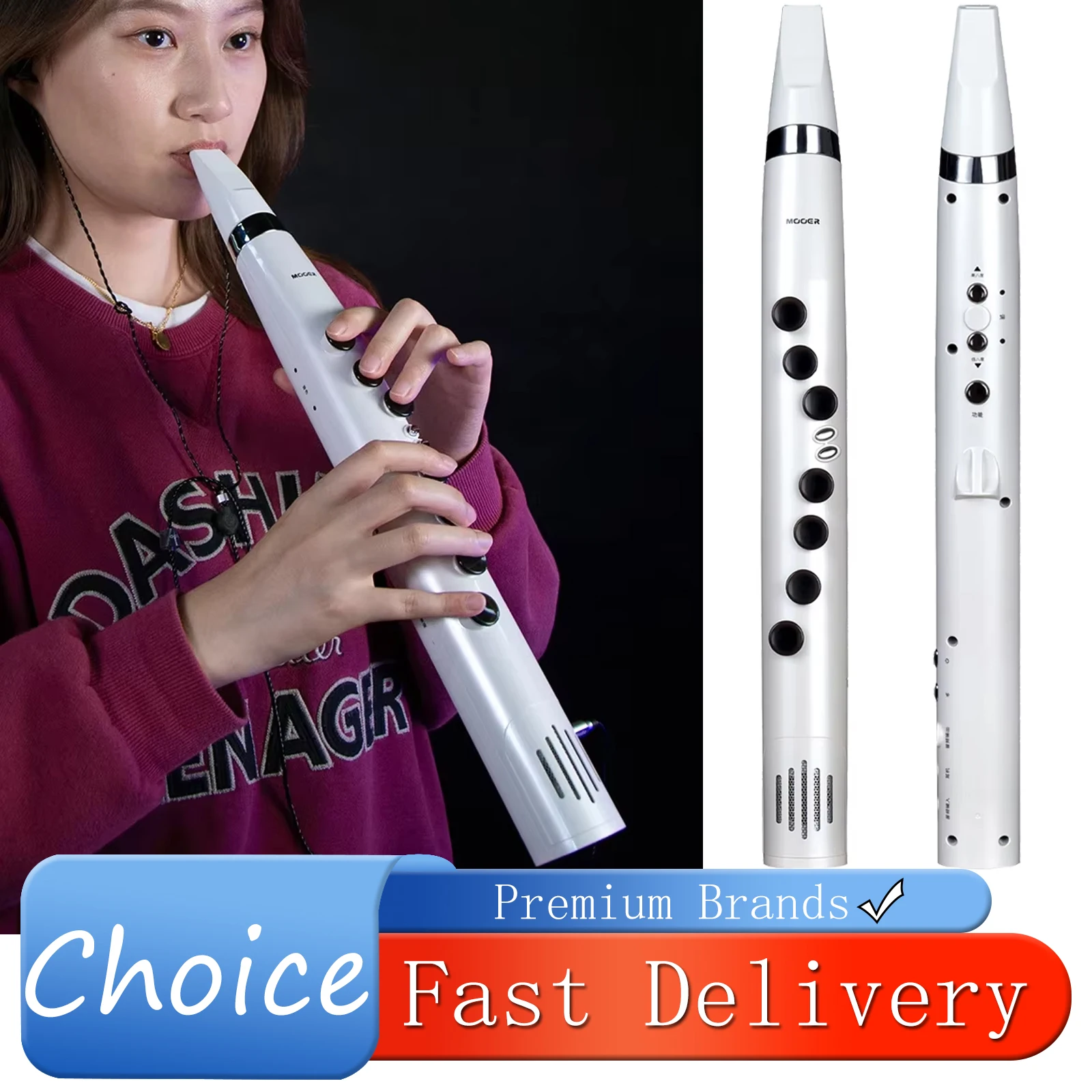 

Mooer Wi100 Electric Blowpipe Mini Electronic Saxophone Flute 30 Synthesized Instrument Sounds Wind Synth 7 Keys Intelligent