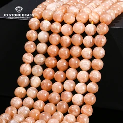 3A Quality Natural Orange Sunstone Bead Round Loose Spacer Power Healing Gems For Jewelry Making Diy Necklace Bracelet Accessory