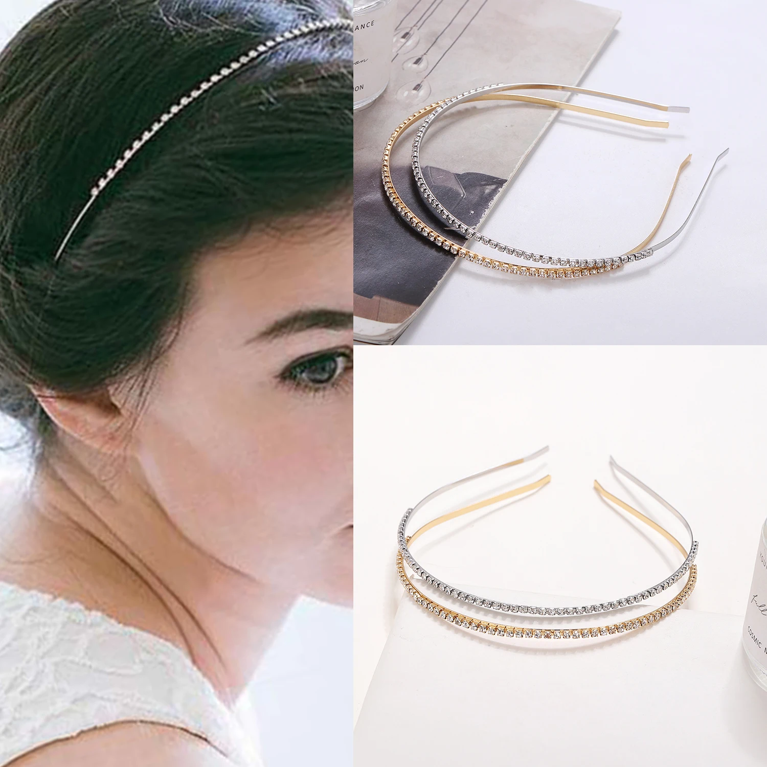 High Quality Fashion Crystal Shine Women Headband Silver Gold Elegant Hairband Girl Headwear Hair Band Hair Accessories