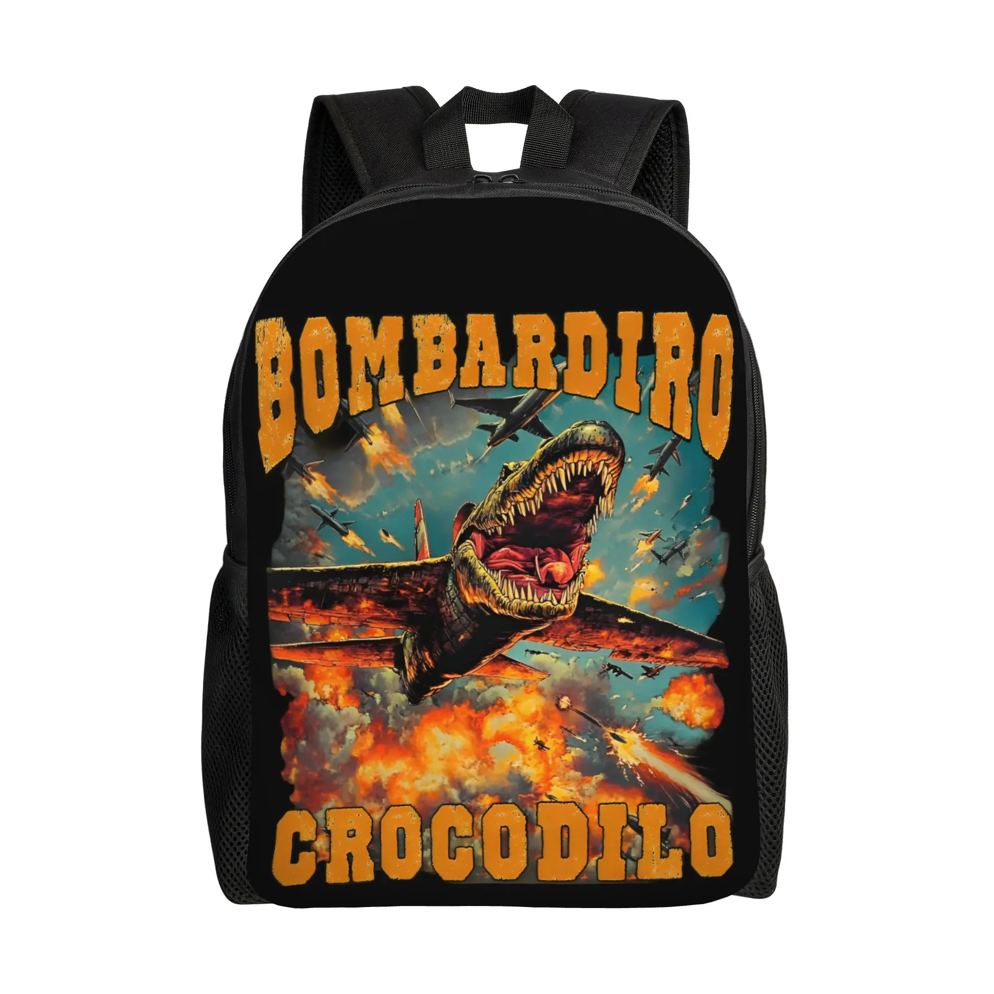 

Рюкзак Bombardiro Crocodilo Plane Meme: стильный, для старшей школы, походов, путешествий, повседневный, итальянский дизайн, для ноутбука, холщовый, с карманом
