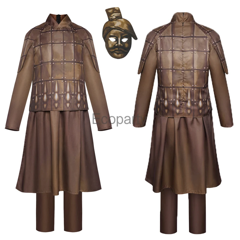 

Adult Halloween Terra Cotta Warriors Costume Kids Funny Anime Chinese Warrior Cosplay Clothes Men Stage Performance Costumes