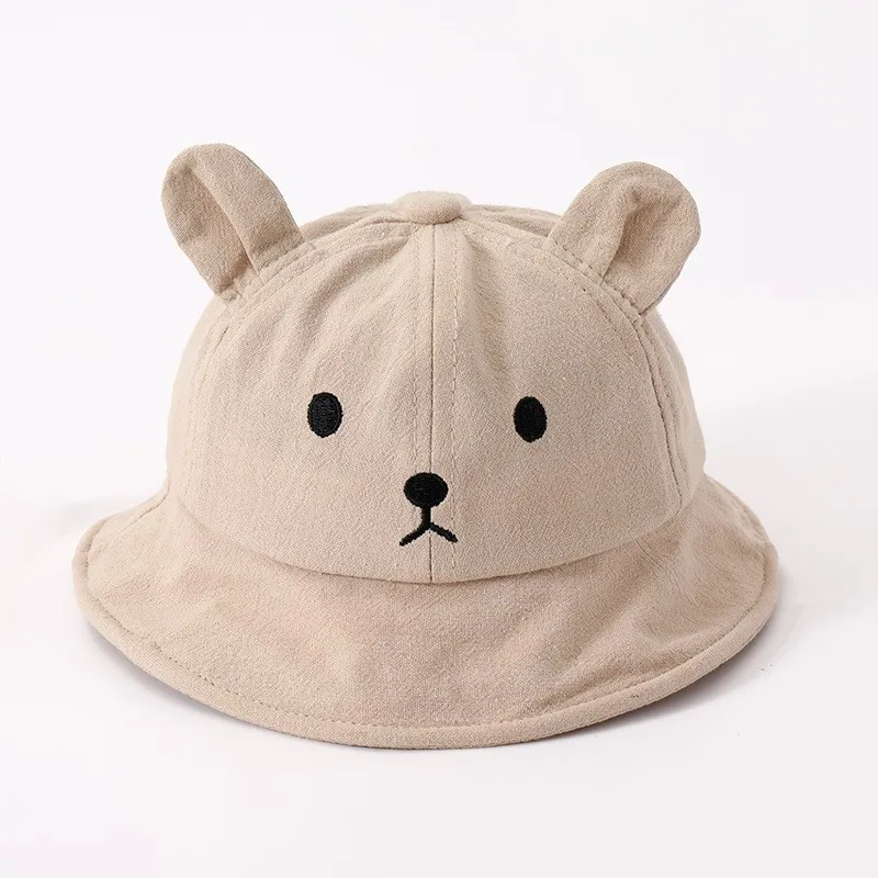 

Cute Bear Baby Bucket Hat With Ears Boy Girl Cotton Kids Sun Hat Outdoor Summer Child Panama Cap