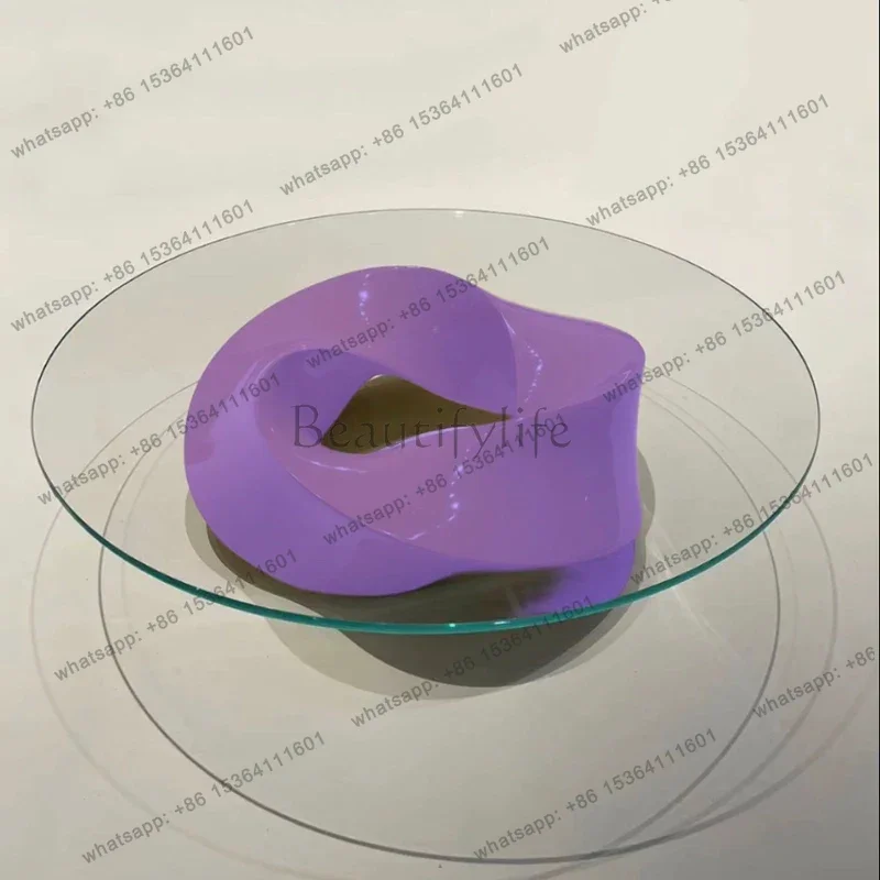 NEW Italian minimalist living room household round coffee table light luxury tempered glass coffee table modern style creativity