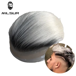 Tupé de encaje para hombre, pelucas con Base de Pu, sistemas de cabello frontal de encaje, prótesis de cabello masculino T4/613, postizos de Color, T1B/60