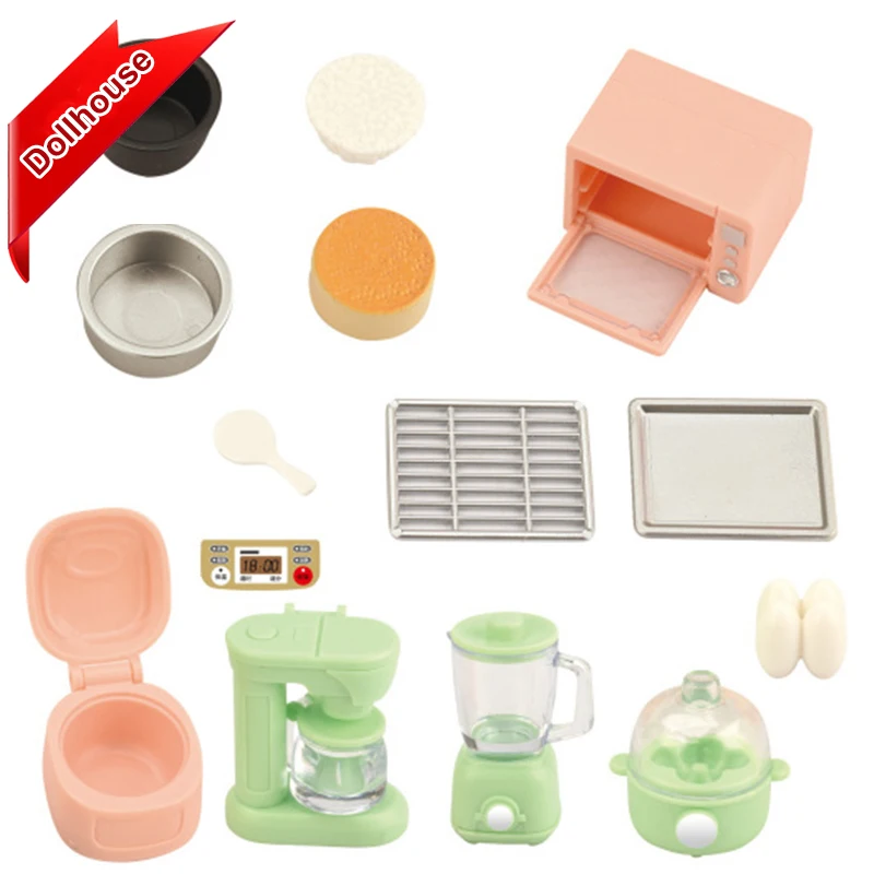 

1 комплект, 1:12, миниатюрная рисоварка для кукольного домика, микроволновая печь, соковыжималка, пароварка для яиц, кухонные принадлежности, модель декора, игрушка, аксессуар для кукольного дома