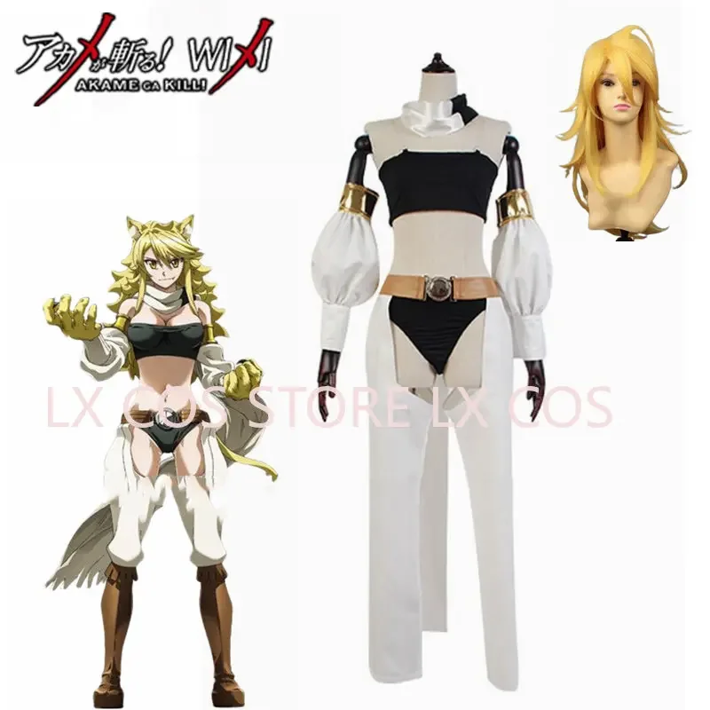 

Anime Akame ga Kill Night Raid Leone Cosplay Costume Custom Made Sexy Wig Halloween Costume Any Size