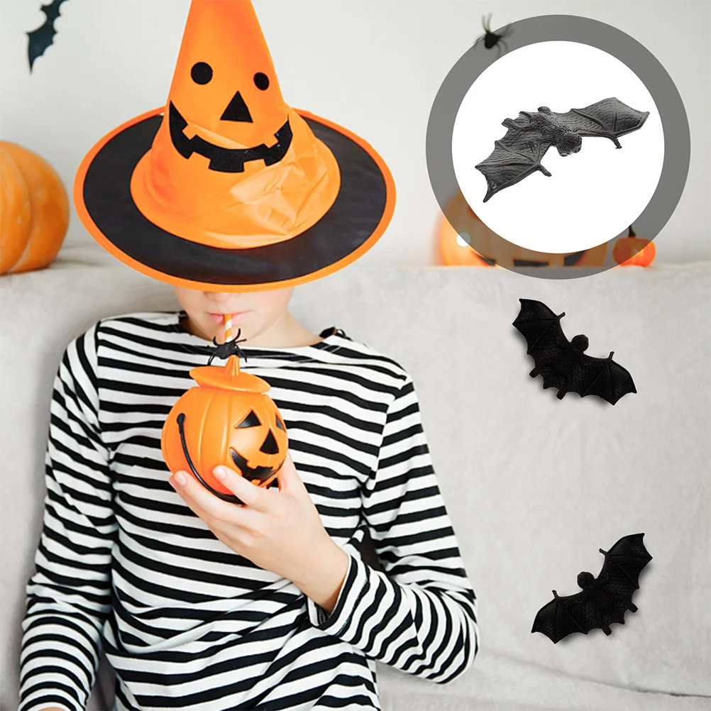 10 قطعة الخفافيش المطاطية الناعمة واقعية هالوين ديكور صغير مخيف المزحة الدعائم تنوعا DIY بها بنفسك منزل مسكون الخفافيش السوداء #1