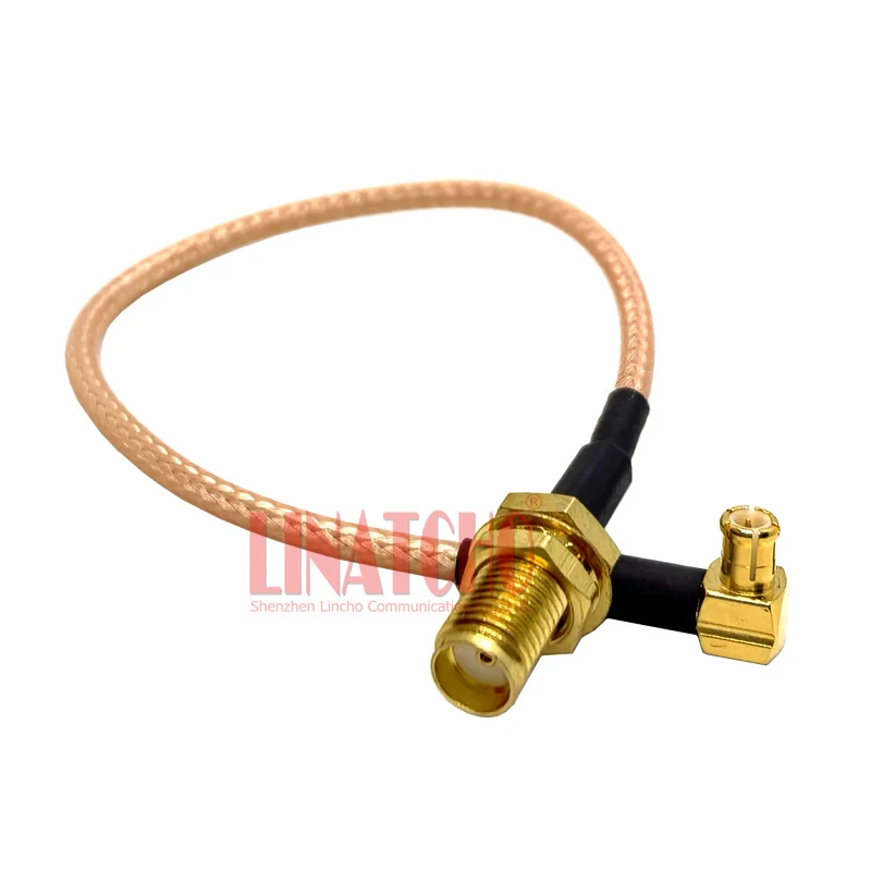 50ohm 15CM Coaxial RG316 Pigtail SMA Female to Right Angle MCX Male Jumper Cable