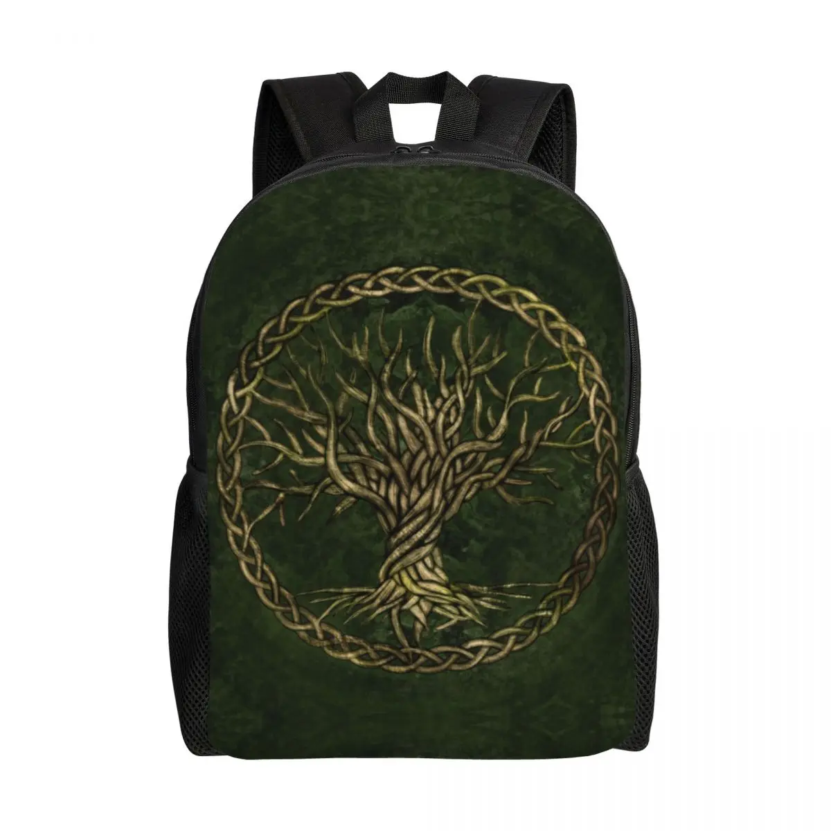 Green And Gold Tree Of Life Travel Backpack Women Men School Laptop Bookbag Vikings Yggdrasil College Student Daypack Bags