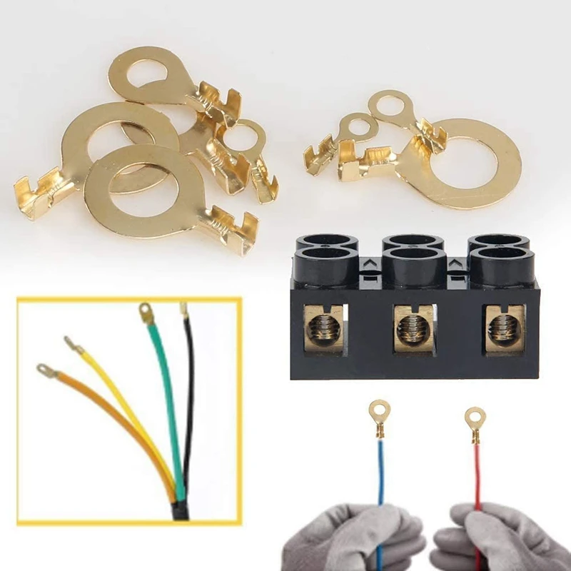 DT19 150 Pcs Cable Ring Terminal Set M3 M5 M6 M8 M10 Copper Lugs Ring Terminals Connectors for Car Motorcycle