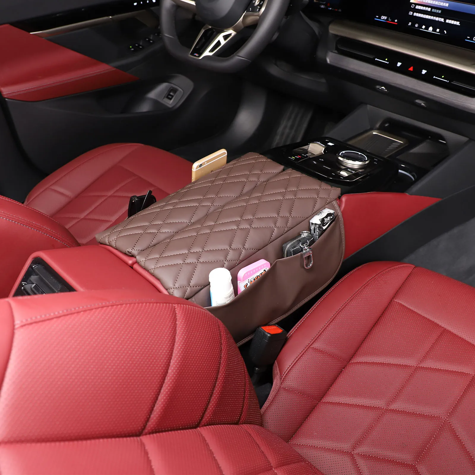 2x Car Armrest Box Cover Cushion PU Leather Center Console Armrest Protector Pad Suitable for BMW 5 Series I5 G60 2024+