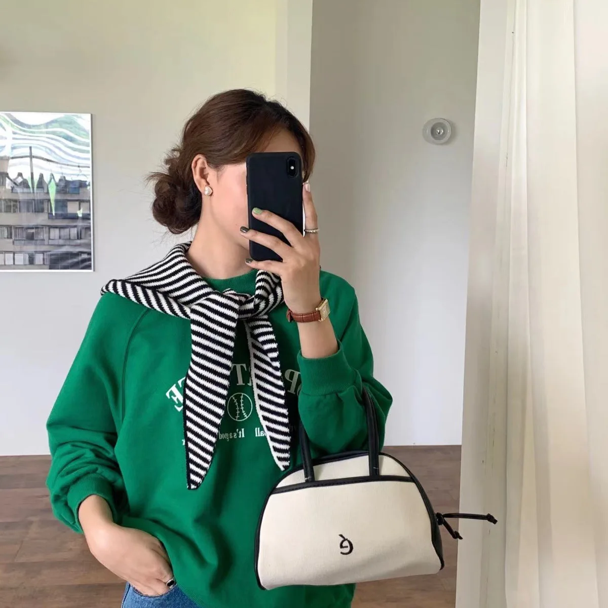 Korean Contrasting Striped Bomber Hat Dual-purpose Shawl Fashion Versatile Autumn Winter New Scarf Neck Protection Warm Scarf