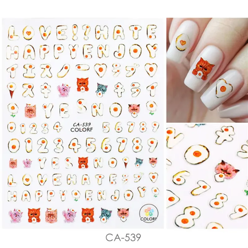 

Newest Cute Cats Dogs Design Self Adhesive 3D Decal Stamping DIY Decoration Tools Nail Sticker CA538 541 542