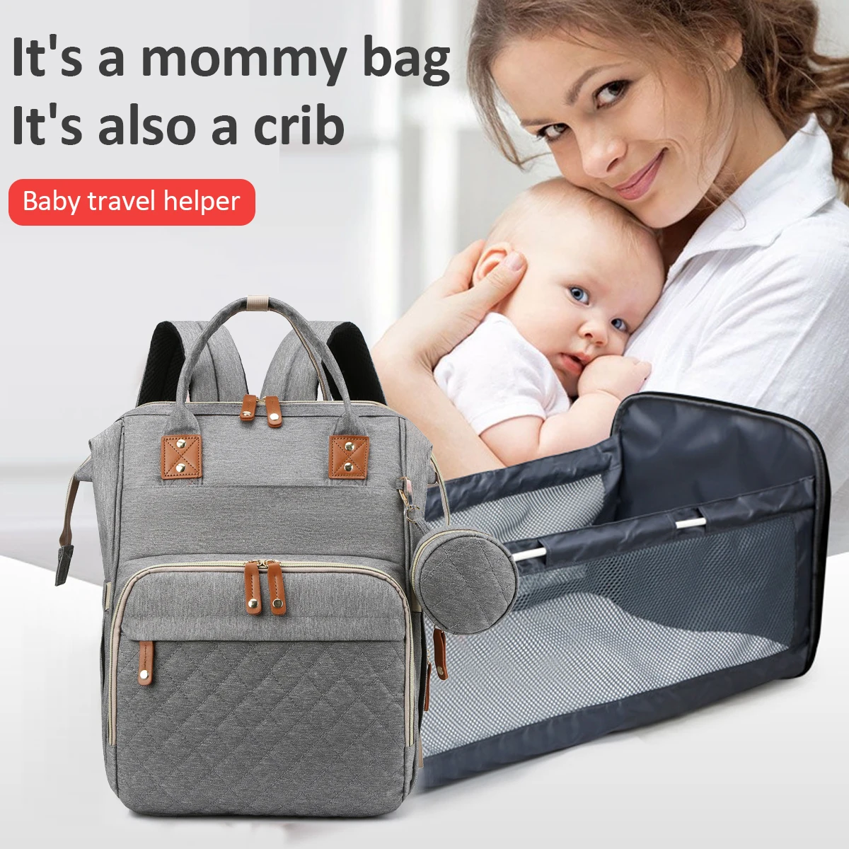 One bed bag mommy bag multi-functional mother and baby bag go out fashion large capacity portable lady mother bag