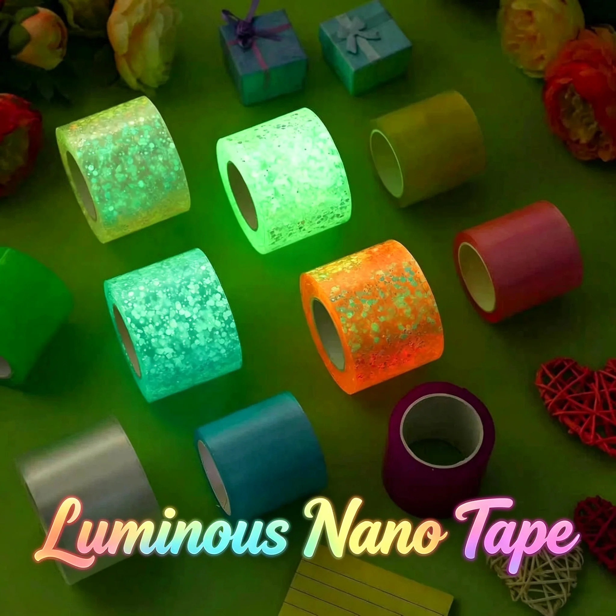 2PC Adhesive Blowable Bubble Tapes Diy Craft Making Pinch Bubbles Colorful Glitter Double-Sided High Sticky Nano Bubble Tape