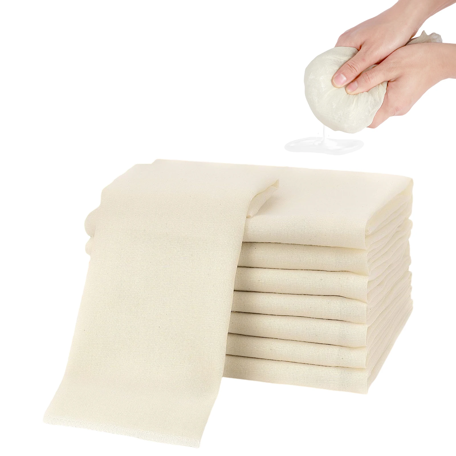 12 Stück Käsetücher aus natürlicher, ungebleichter Baumwolle, 20 Zoll, quadratische Käsetücher, wiederverwendbar, Bio-Küche, feinmaschige Belastung