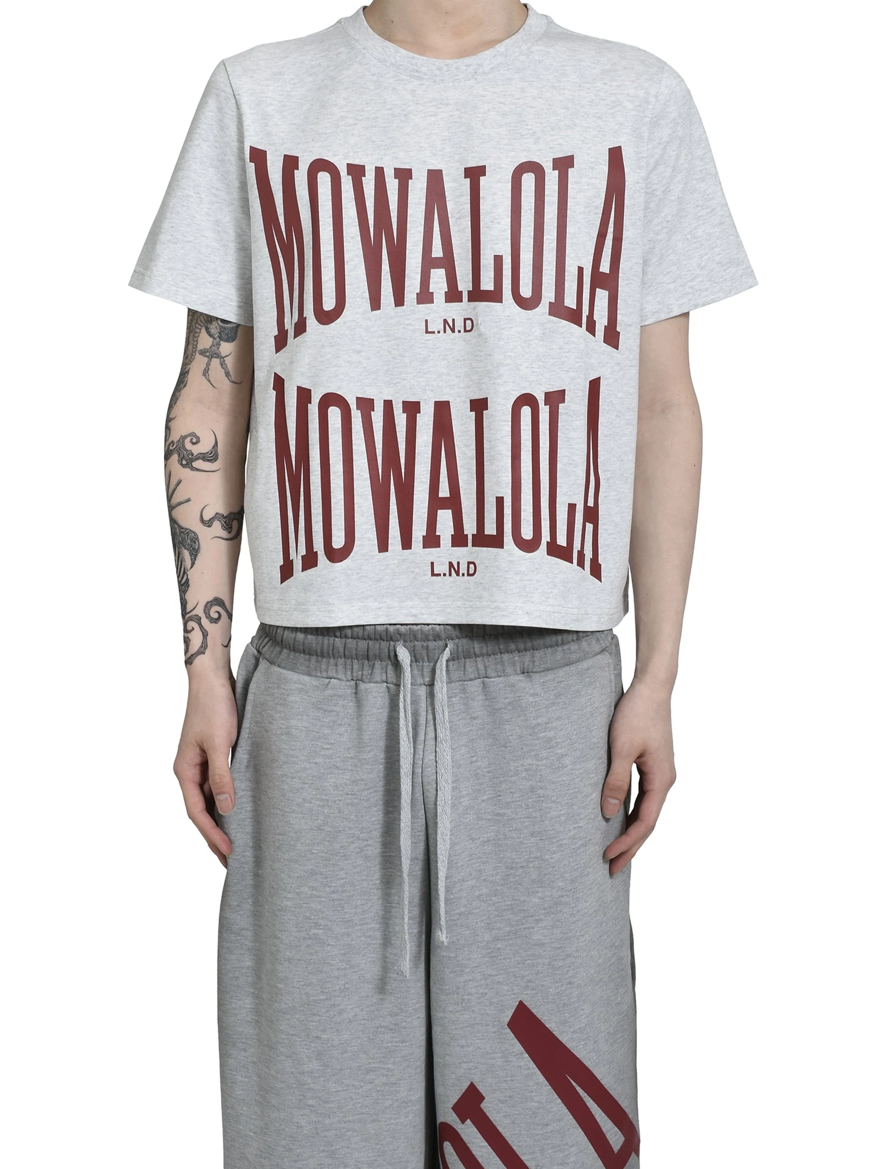 Mowalola Double Sweat Opium YVL Style Visual Print Grey Slim Fit T-Shirt Cotton Youth Popular Short Sleeve round Neck Tee