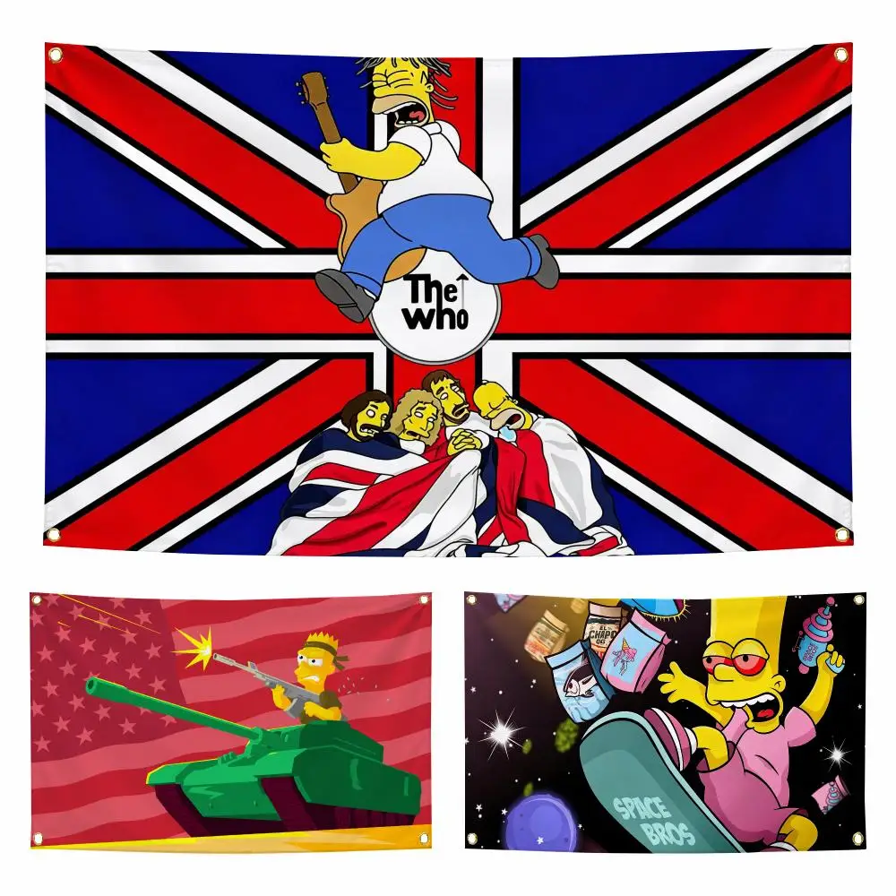 Cartoon T-The Simpsons Flags Personalized Flag Room Dorm Camping Picnic Garage Bar Indoor Outdoor Wall Decor