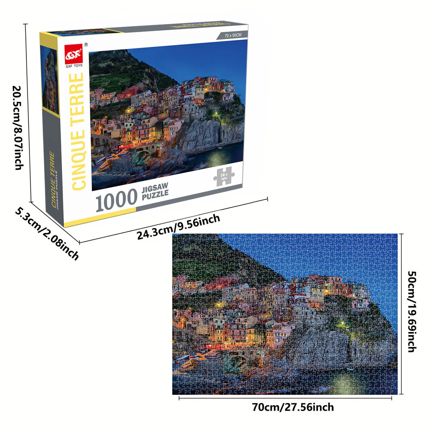 1000 Pieces Cinque Terre Jigsaw Puzzles for Adults Home Decor Games Family Fun Floor Puzzles Educational Toys for Kids