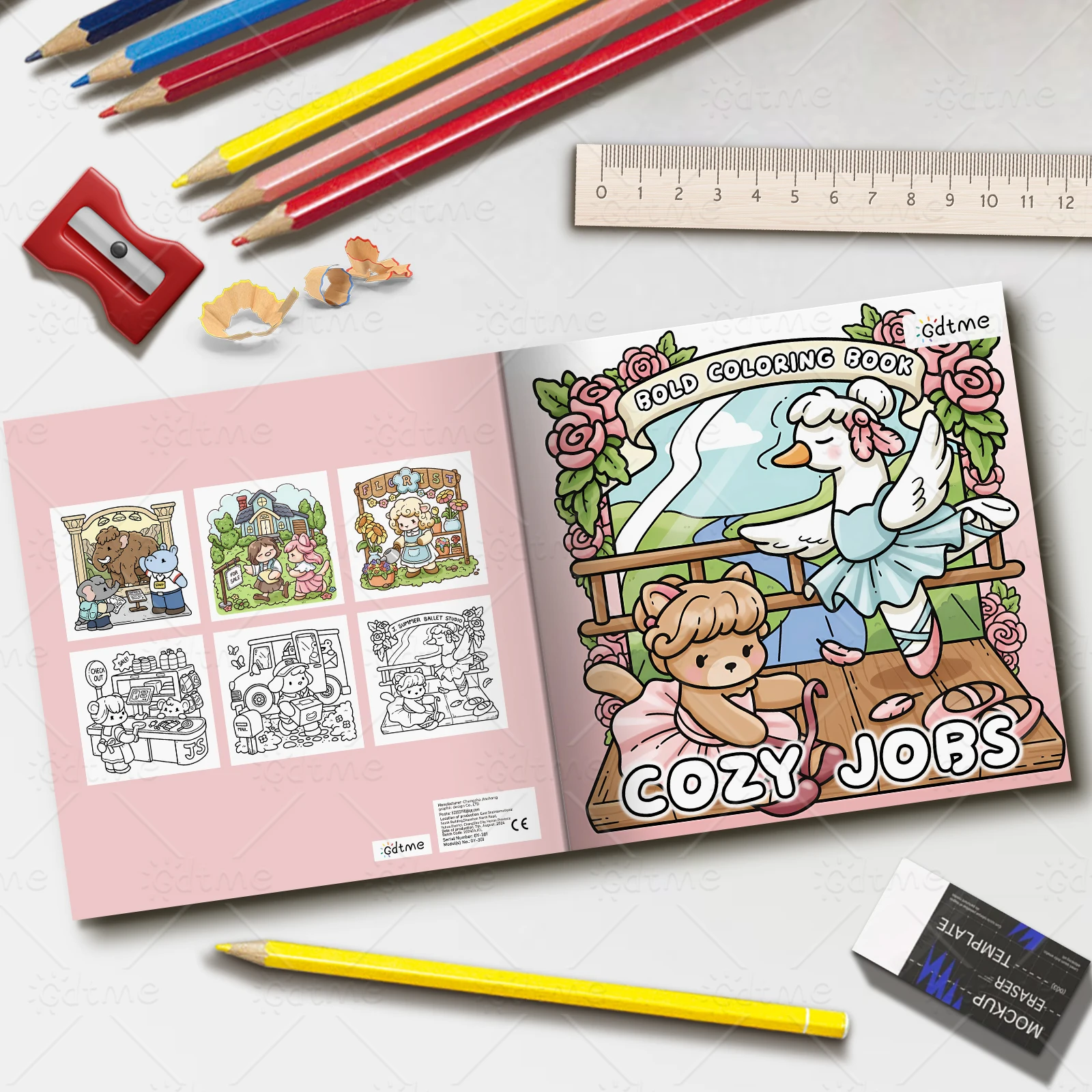 COZY JOBS Malbuch mit einfachen Mustern für Erwachsene, niedliches Zeichenbuch, perfektes Geschenk für Party und Geburtstag – Detail 2