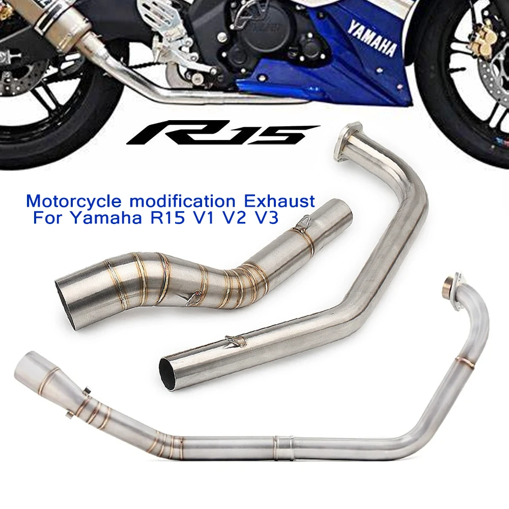 

Полная выхлопная система мотоцикла, среднее звено, надеваемая труба для Yamaha YZF R15 MT15 V1 V2 V3 R125 2008-2017 MT 125
