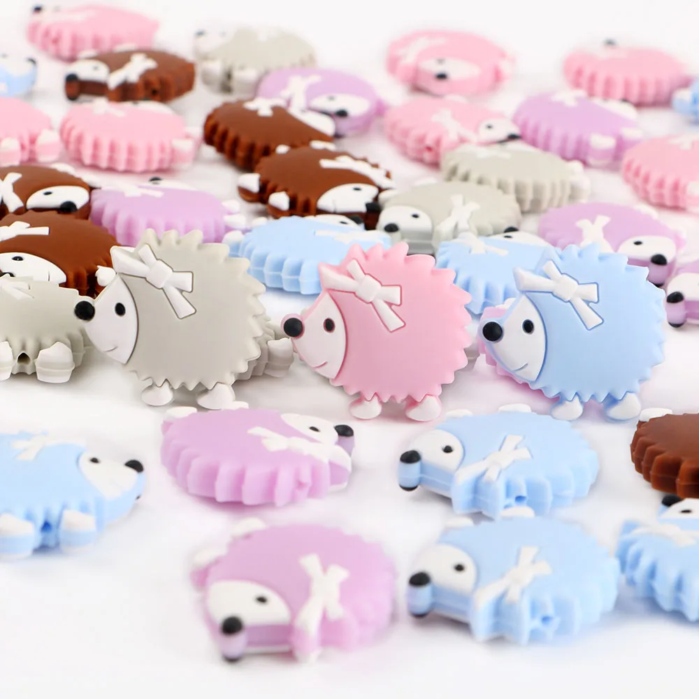 5-10PCS Flamingo Hedgehog Animal Silicone Focus Beads For Jewelry Making DIY Beaded Pen Earrings Bracelet Necklace Accessories
