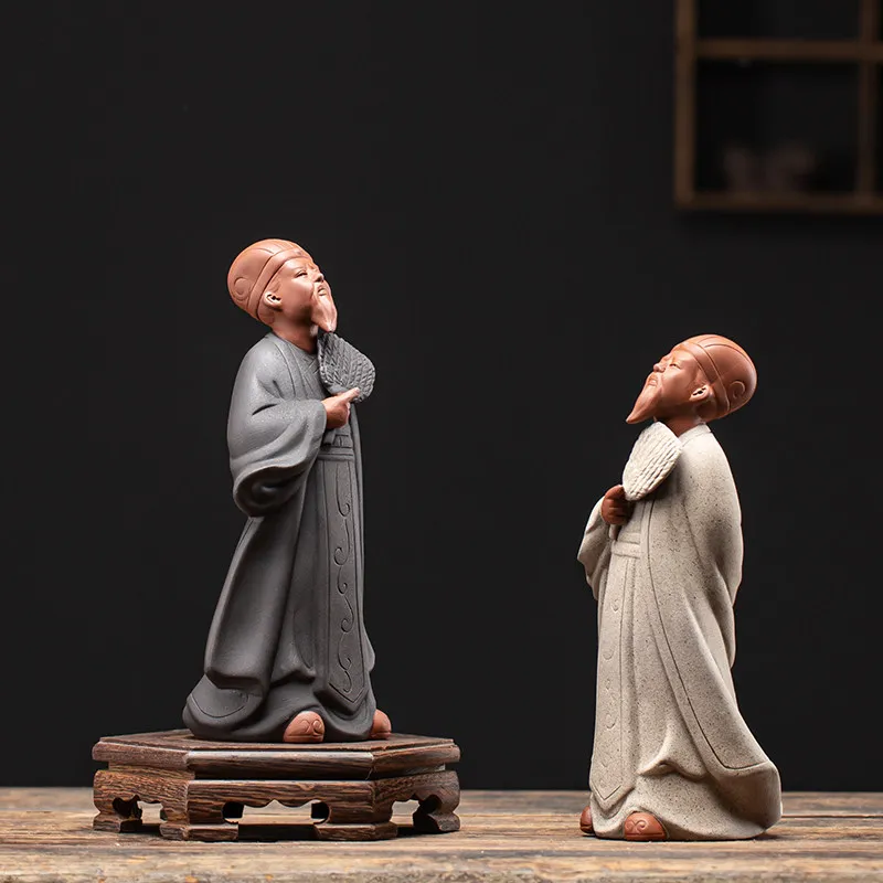 

Traditional China Purple Clay Zhu geLiang Statue Home Desktop Decoration Creative Historical Figures Sculpture Crafts ﻿
