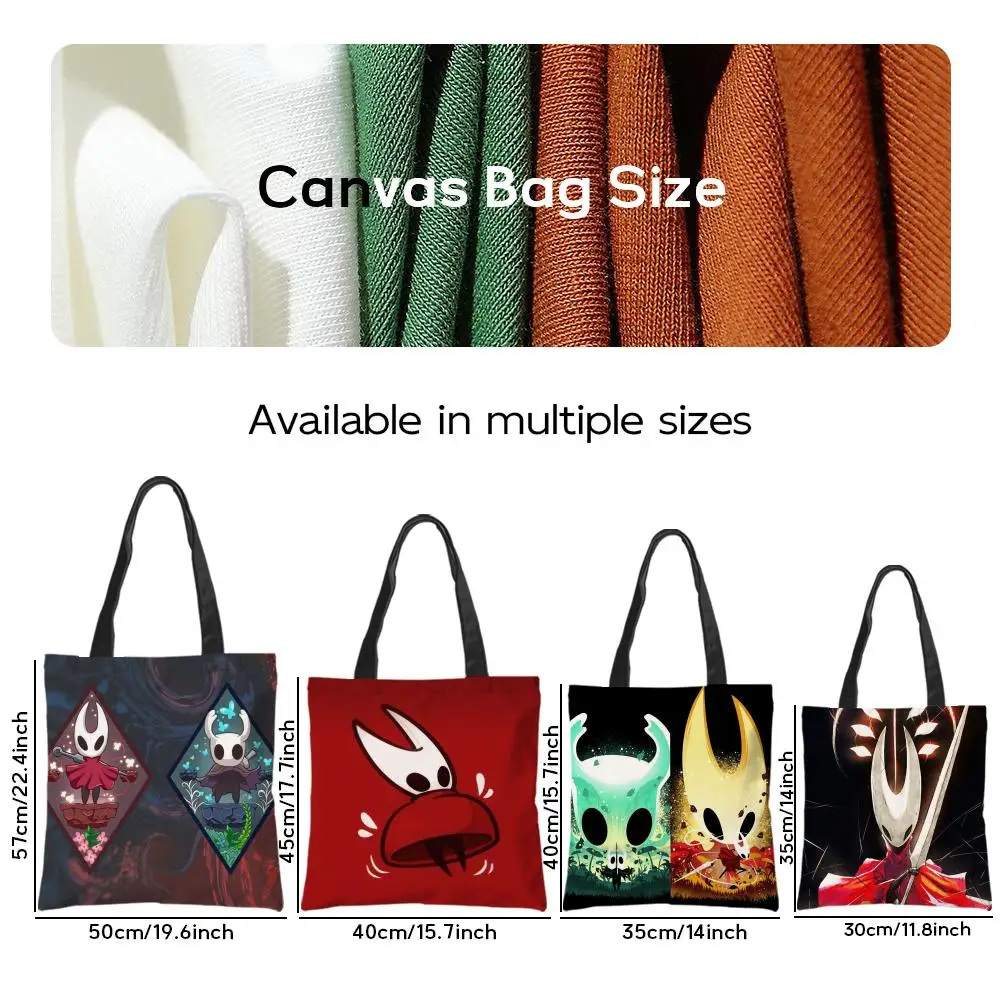 Metroidvania game H-Hollow Knight Storage Bags Tote Bag Travel Summer Beach Shoulder Bag Reusable Grocery Shopping Bag