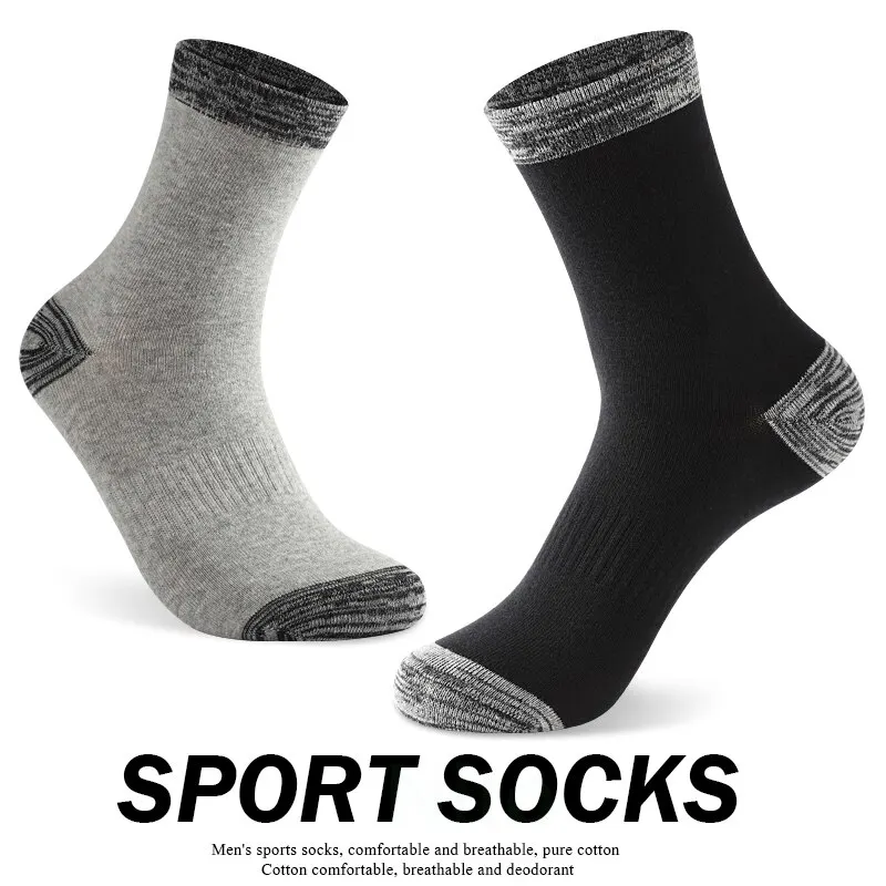 5 Pair Winter Men Socks Cotton Black Leisure Business Long Socks Walking Running Hiking Thermal Socks For Male Plus Size