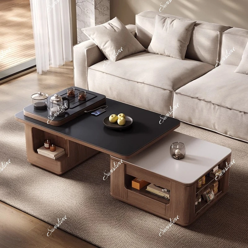 

Living room household small apartment movable tea table integrated with tea making, high-end rock slab small tea table