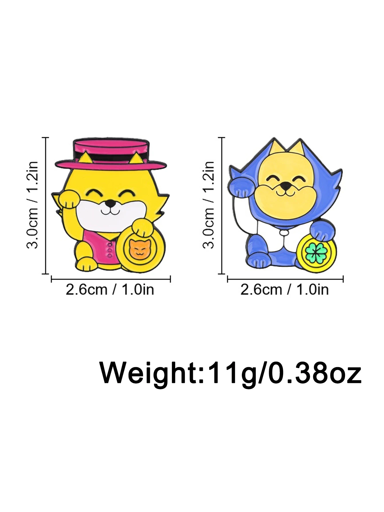 2 Cartoon-Katzen-Emaille-Broschen, niedliche Metall-Abzeichen-Accessoires, können an Kleidung, Rucksäcken, Hüten als Dekorationen befestigt werden und können als Paar für Paare/beste Freunde getragen werden. – Detail 8
