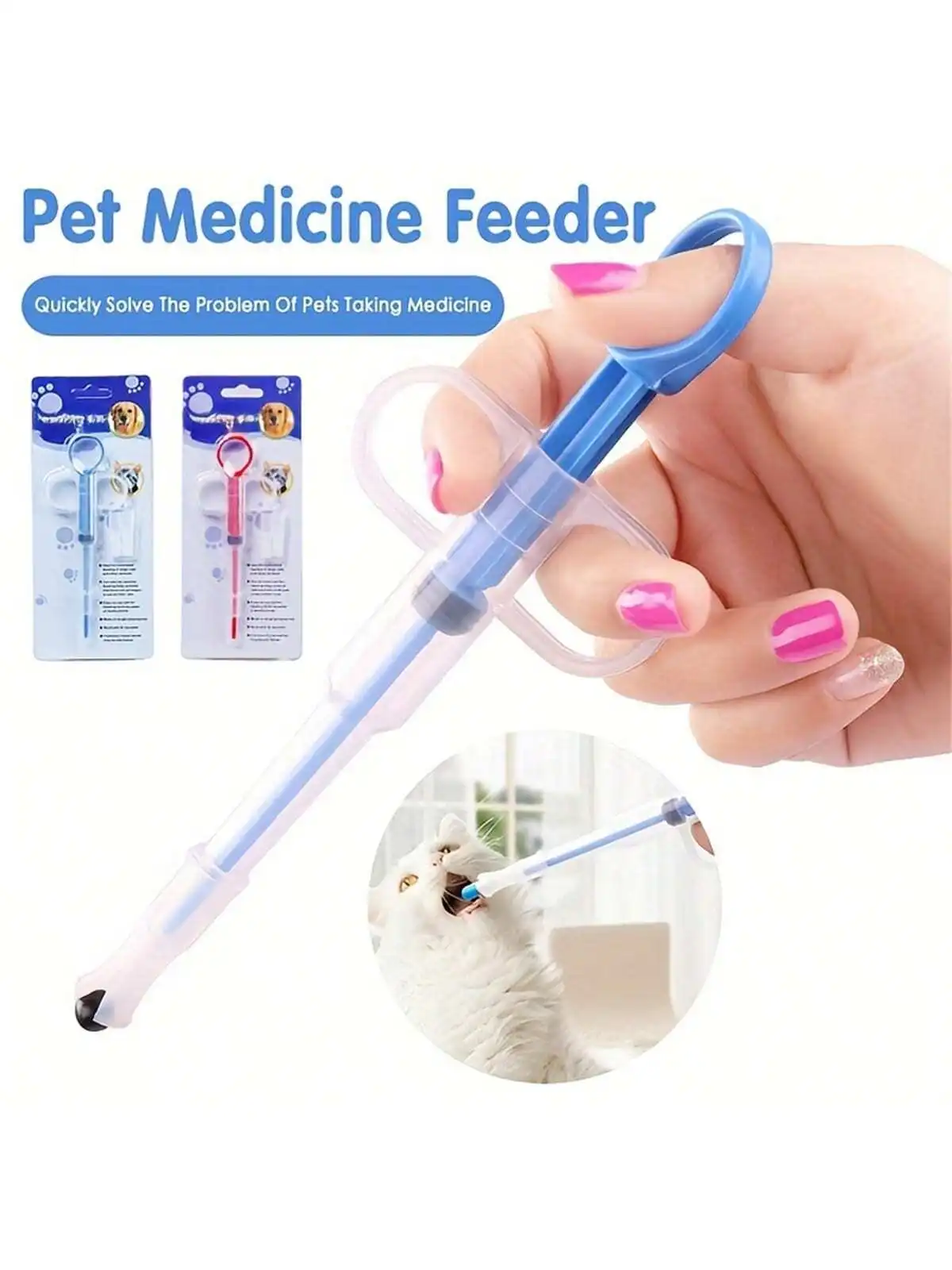 

1 Random Color Pet Medicine Feeder, Pet Medicine Tablet Syringe, Soft-Tip Dual-Purpose Feeder, Pill Shooter, Double-Needle Feedi