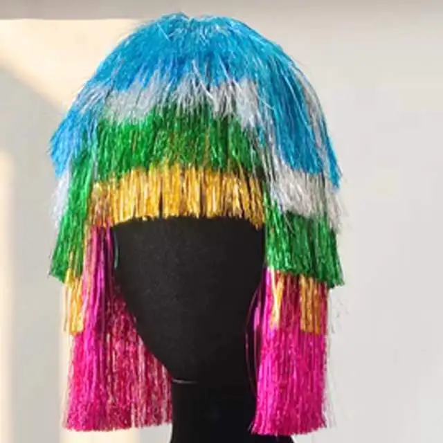 Women Gogo Dancer Costume Pole Dance Festival Outfit Bar Nightclub Dj Ds Colorful Fringed Coat Headwear Rainbow Bodysuit