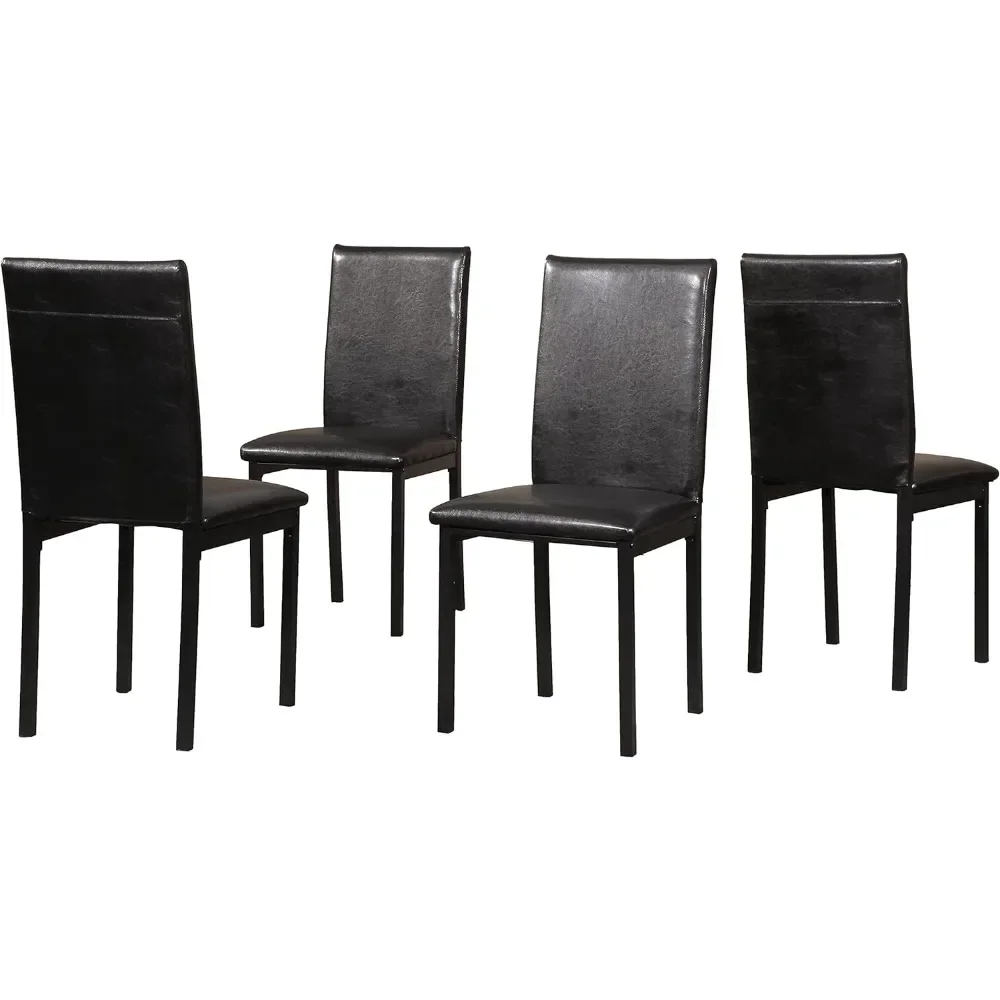 5-piece marble dining table set, black dining chair set with soft cushions, 30 x 48 x 30 inches, free shipping