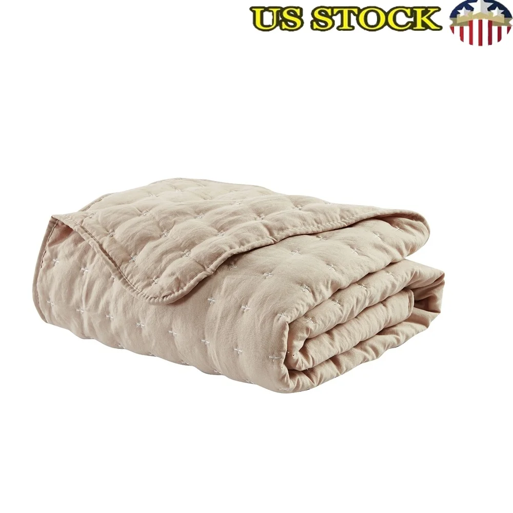 

Polyester Cross Stitch Throw Blanket Reversible Soft Warm Cozy Home Decor 50x60 Inches Stylish Design Indoor Use