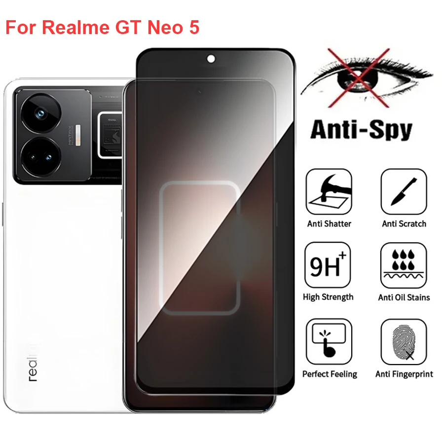 

For Realme GT Neo5 Anti Spy Privacy Tempered Glass Screen Protector Compatible For Realme GTNeo5 Full Cover Screen Phone Film