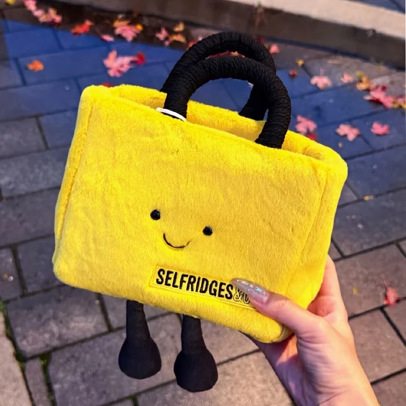 

Желтая плюшевая сумка-тоут: новинка, мягкая и милая женская сумка с верхней ручкой