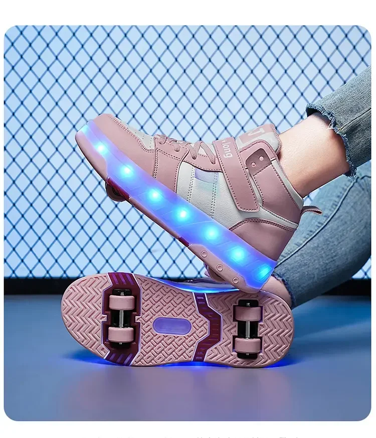 New Roller Skates 4 Wheel Skates For Boys And Girls Adult Outdoor Leisure USB Charging Sports Roller Shoes