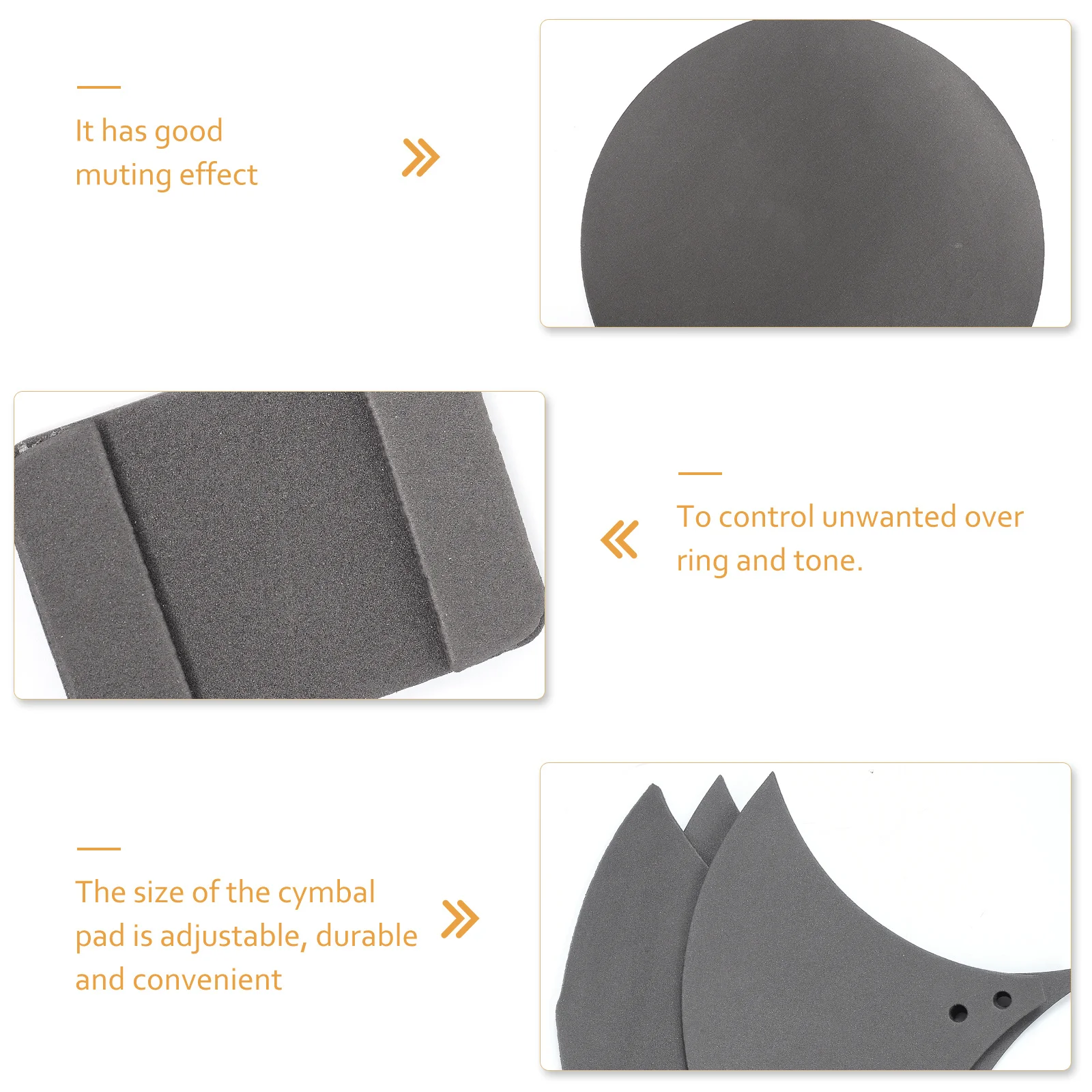 

14pcs Mute Pads Set Black Adjustable Thick Cushions For Drum Head Training Anti-Slip Groove Durable Drum Accessories