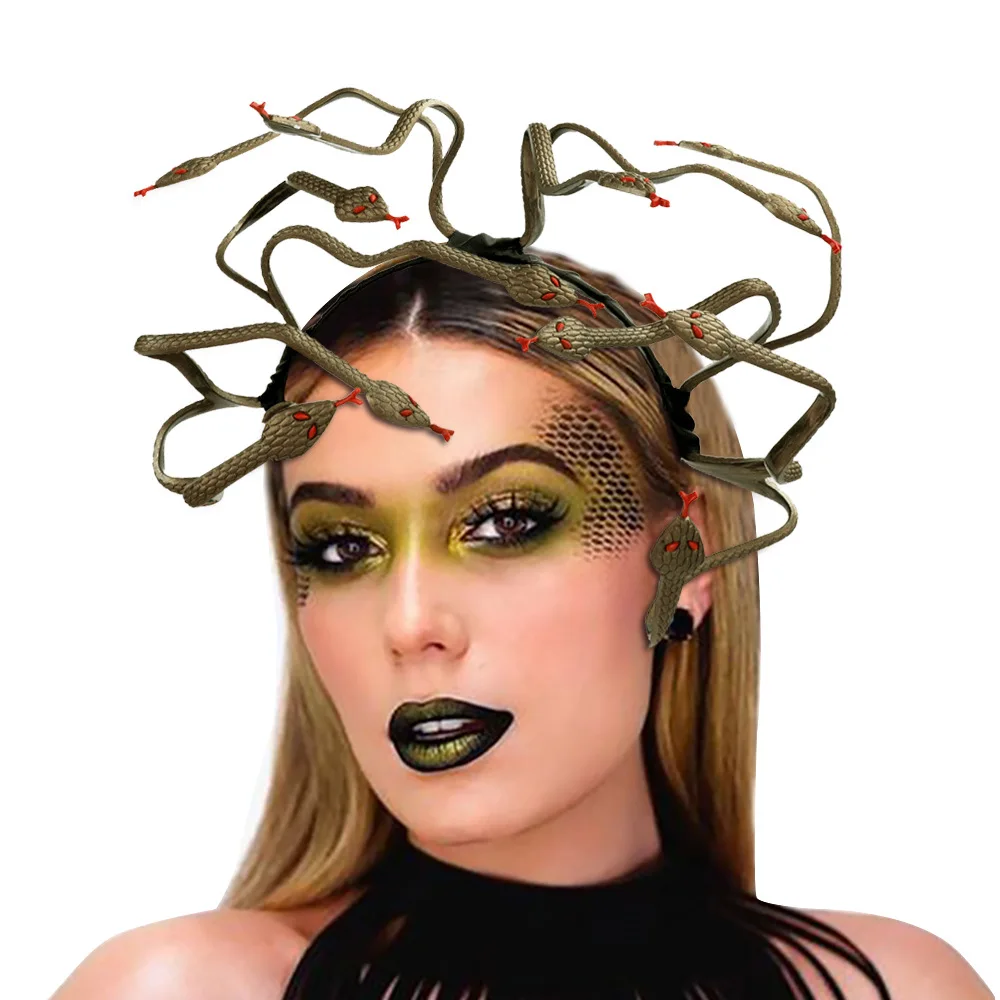 Medusa Cosplay Deusa Grega Headband, Cobra Headdress, Mardi Gras Carnaval Fantasia Masquerade Party, Horror Halloween Cosplay Adereços