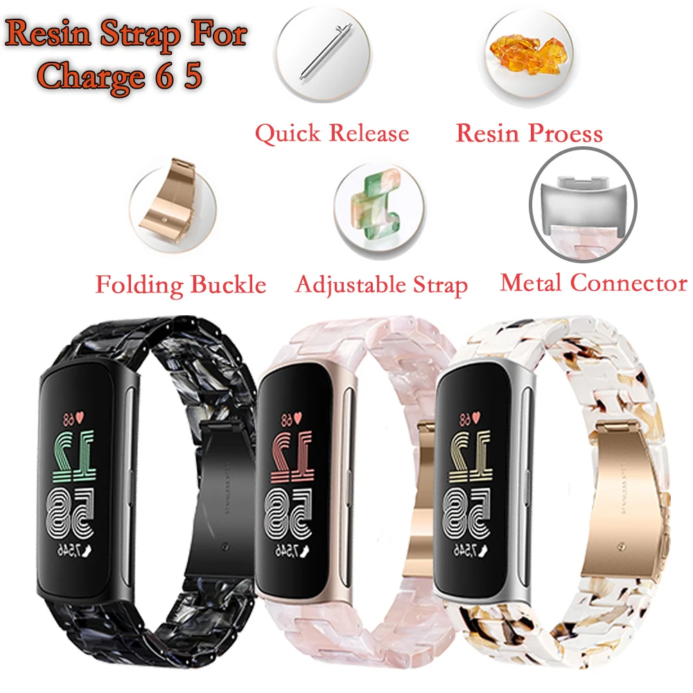 حزام الراتنج للشحن 6 5 الفرقة خفيفة الوزن تنفس قابل للتعديل للطي مشبك حزام (استيك) ساعة اكسسوارات ل Fitbit Charge 5 6