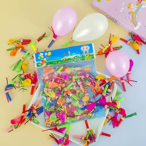 50PCS Funny Colorful Blowing Whistle Balloon For Kids Birthday Party Festival Cheerleading Gift Decoration Clown Props