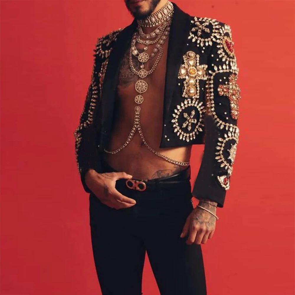 

Metallic Jewelry Ornament Men Suit Attire Italian Design Single Breasted Jacket Pants 2 Pieces Groom Wedding Tuxedo Customized