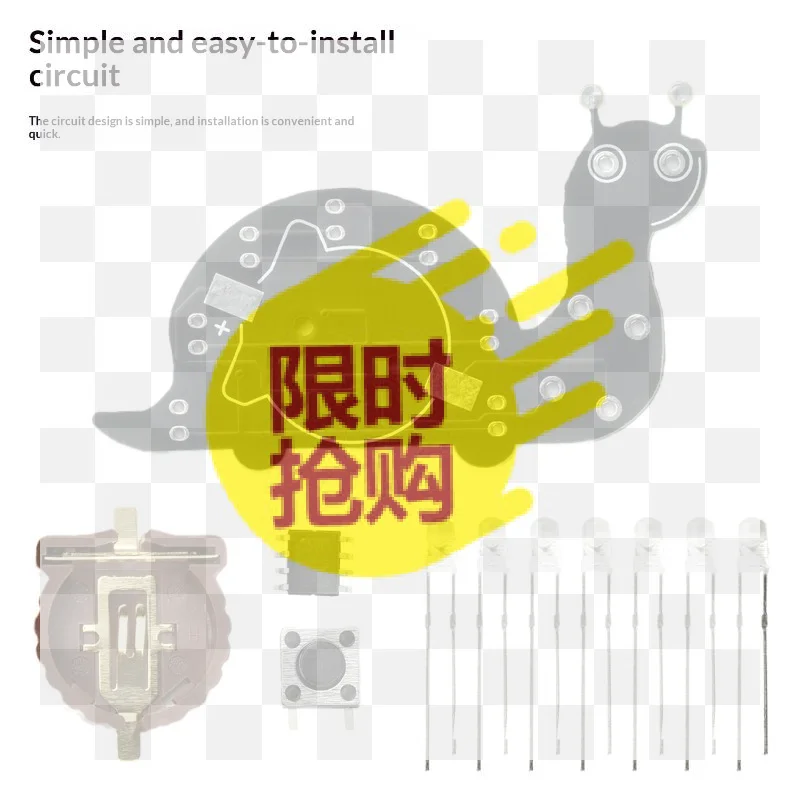 【BA】Snail-Shaped LED Flowing Light Soldering Practice Board DIY Soldering Learning Kit Fun DIY Electronic Soldering Components