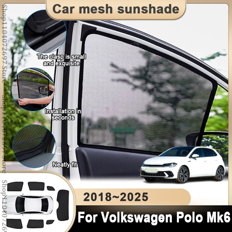 

Для Volkswagen VW Polo Mk6 Hatchback 2018~2025: Магнитный солнцезащитный экран на лобовое стекло, защита от солнца и жары