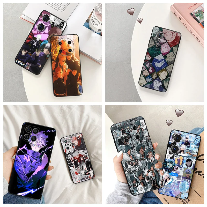 Coque de téléphone noire en silicone, housse pour Honor x8b Magic5 x9 x7 b x6 x8 a 90 70 8x x8a Anime Jujutsu Kaimmense Pixel 6a 7a 8a 7 6 8 Pro