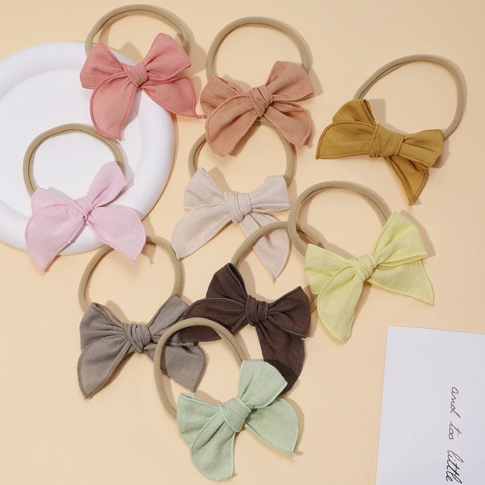 Baby Accessories For Newborn Toddler Kids Baby Girl Boy Headwear Solid Fabric Bow Photography Props Headbands   Nylon Hairband