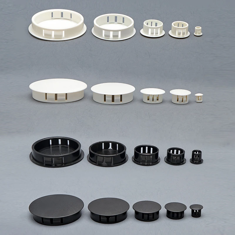 Cover Holes Snap on Plastic Plug Hole Cap Desk Caps Plugs Lid Screw Covers Table Wall Wire Cable Profile Pipe Gromet Steel Round