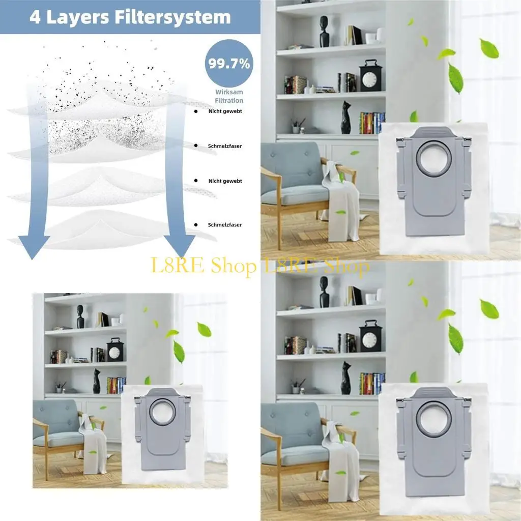 L8RE 8Pcs Vacuum Cleaner Dust Bag For QRevo/P10 Robot Vacuum Cleaner Dirt Collection