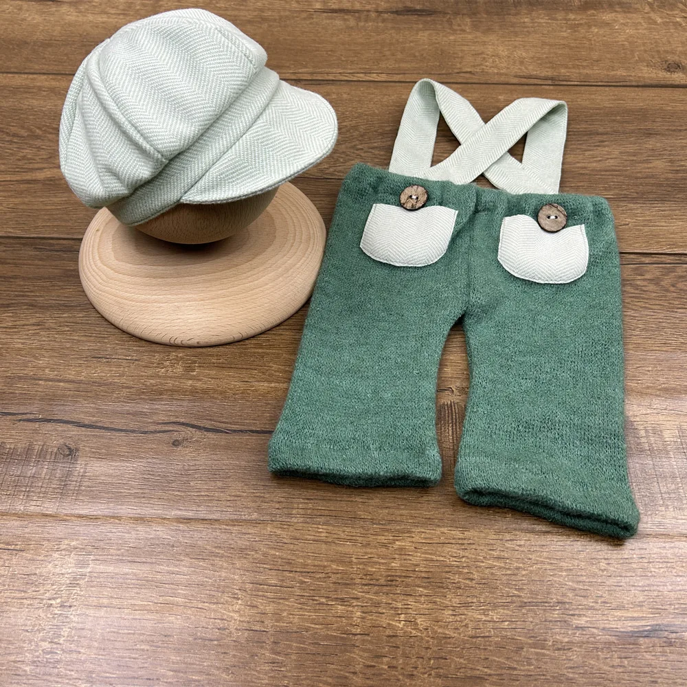 ❤️ Neugeborene Fotografie Kleidung Hut Hosenträger 2 teile/satz Studio Baby Jungen Foto Requisiten Zubehör Kleidung Outfits Fotografia